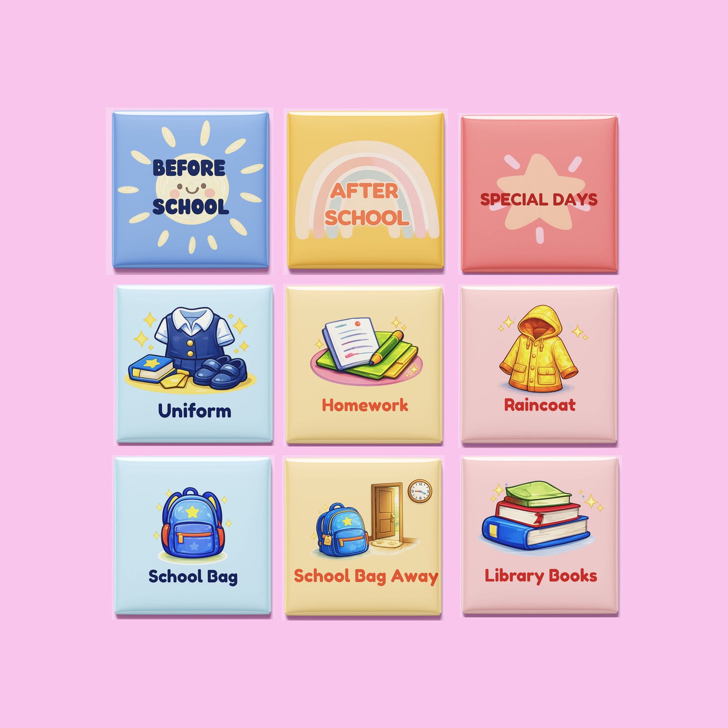 School Routine Magnet Set